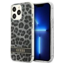 Guess Leopard dėklas iPhone 13 / 13 Pro modeliams, pilkas