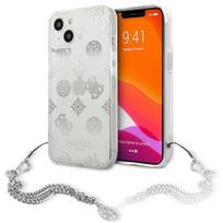Guess iPhone 13 mini dėklas Peony Chain Collection, sidabrinis
