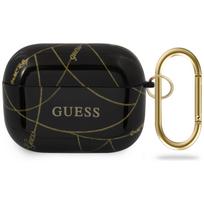 Dėklas Guess GUACAPTPUCHBK ausinėms Apple AirPods Pro, Gold Chain Collection, juodas