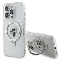 Karl Lagerfeld iPhone 14 Pro dėklas su MagSafe žiedu-stovu, baltas
