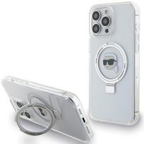 Karl Lagerfeld dėklas iPhone 15 Pro telefonui su Ring Stand MagSafe, baltas