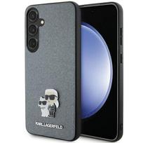 Karl Lagerfeld dėklas Samsung Galaxy S24 telefonui Saffiano Karl & Choupette Pin, pilkas