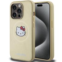 Hello Kitty dėklas iPhone 15 Pro Max telefonui Leather Kitty Head MagSafe, auksinis