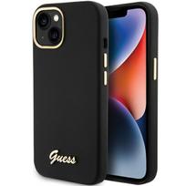 Guess Silicone Script dėklas, skirtas iPhone 15 Pro, juodas