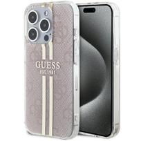 Guess dėklas iPhone 14 Pro Max telefonui IML 4G Gold Stripe, rožinis