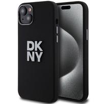 DKNY dėklas, skirtas iPhone 15 Plus, HC Silicone w Stack Metal Logo, juodas