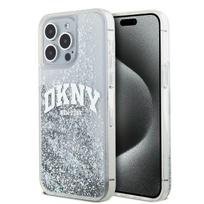 DKNY Liquid Glitters Arch Logo dėklas iPhone 15 Pro telefonui, baltas