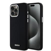 DKNY Liquid Silicone MagSafe dėklas, skirtas Apple iPhone 15 Pro Max, juodas