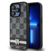 DKNY dėklas iPhone 15 Pro Max telefonui Leather Checkered Mono Pattern, juodas