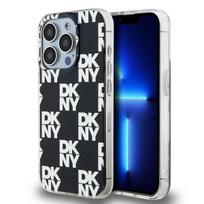 DKNY dėklas iPhone 15 Pro telefonui IML Checkered Mono Pattern, juodas