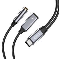 Tech-Protect UltraBoost USB-C į 3.5mm AUX ir USB-C adapteris, juodas