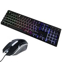 Žaidimų klaviatūra ir pelė su LED apšvietimu