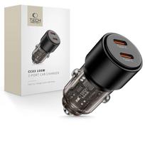 Tech-Protect CC03 100W 2-Port USB-C Automobilinis įkroviklis, juodas