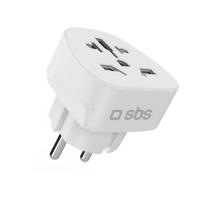 SBS Universalus kelionių adapteris Schuko / ES, baltas