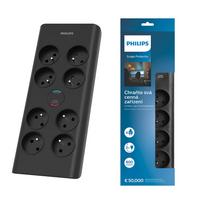 Philips viršįtampių apsaugos ilgintuvas su 8 lizdais ir 2 m laidu, 16A, juodas