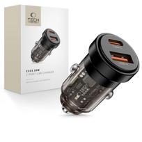 Tech-Protect CC03 30W automobilinis įkroviklis su USB-A ir USB-C jungtimis, juodas
