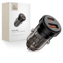 Automobilinis Įkroviklis Tech-Protect CC03 45W USB-A / USB-C - Juodas