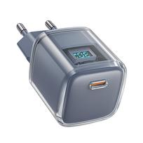 Acefast A53 GaN USB-C įkroviklis 30W su ekranu, pilkas