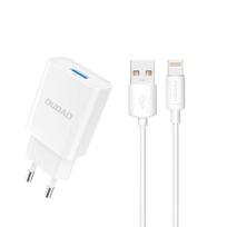 Dudao A4EU USB-A 2.1A įkroviklis su Lightning laidu, baltas