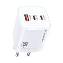 Wozinsky CGWCW 65W GaN tinklo įkroviklis USB-A / 2 x USB-C, baltas