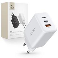 Sieninis įkroviklis Tech-Protect C65W 2x USB-C PD 65W / USB-A QC 3.0, baltas