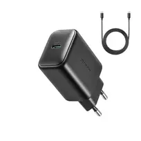 Joyroom JR-TCF23 USB-C įkroviklis 25W SFC / PPS / PD juodas + Type-C laidas 1m