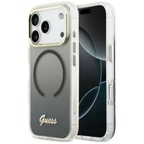 Guess IML Gradient Script Metal MagSafe dėklas iPhone 17 Pro Max, Juodas