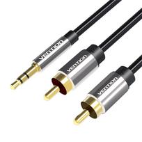 Garso kabelis 3.5 mm – 2x RCA Vention BCFBD, 0.5 m, juodas