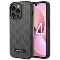 Karl Lagerfeld Saffiano Mono Metal Logo dėklas iPhone 14 Pro Max, pilkas