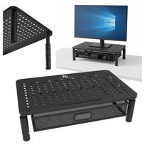 Maclean MC-947 monitoriaus ir nešiojamojo kompiuterio stovas su stalčiumi, 13-32", juodas