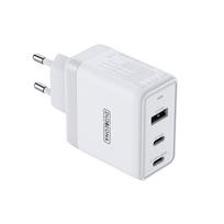 Dux Ducis Duzzona T1 GaN sieninis įkroviklis, USB / 2x Type-C, 65W, baltas