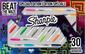 „Sharpie Fine“ žymeklių rinkinys, 30 spalvų – „Labirintas“ + dovanėlės: taupyklė, „Frisbee“ ir maišelis