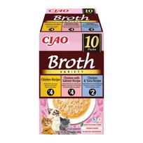 Ciao Broth vištienos sultinys su lašiša ir tunu skanėstas katėms, 10x40 g