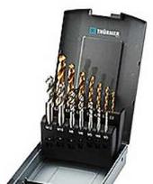 Thurmer Tools HSSE spiralinis sriegiklis ir grąžtas M3-12 - Spiralinių sriegtuvų rinkinys M3-12 su TiN grąžtu, 14 dalių rinkinyje