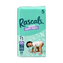 RASCALS sauskelnės-kelnaitės, 5 dydis, 13-18 kg., 28 vnt.