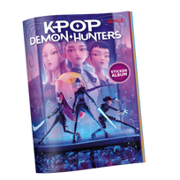 K-POP DEMON HUNTERS lipdukų albumas su lipdukais, 10 vnt., KPALBUM-2026-ENG