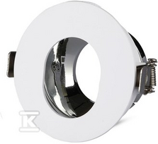 V-tac GU10 lemputės įmontuojamas rėmelis, apvalus, 80x42mm, baltos/chromo spalvos