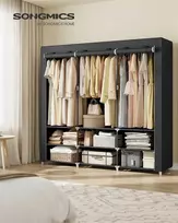 SONGMICS audinio spinta 45 x 188 x 176 cm su 3 pakabinamais skyrius, juoda