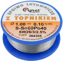 Toya Sa Poland Lydmetalio viela Ø 1,00mm. 100g su fliusu (76810)