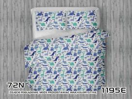 Medvilninės patalynės komplektas 180x200 cm, su dinozaurų raštu, mėlynas, safyro, turkio, minkšta medvilninė patalynė, vaikiškas patalynės komplektas
