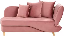 Sofa Beliani Dešininis šezlongas MERI su daiktadėže, veliūrinis, rožinis
