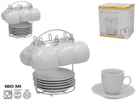 6 puodelių su lėkštutėmis ir stovu rinkinys, 20,5 x 19 x 15 cm, KITCHEN&GO