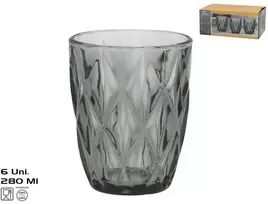 Stikliniai puodeliai (6 vnt.) 280 ml, pilki, 10 x 8 x 8 cm, KITCHEN&GO