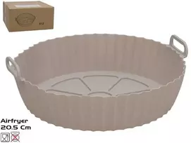 Apvalus silikoninis kepimo indas oro gruzdintuvei, pilkas, 6,5 x 20,5 x 20,5 cm, KITCHEN&GO