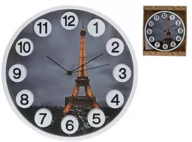 Sieninis laikrodis „Eiffel“ su 3D skaičiais, 30 x 30 x 4,5 cm, DECORLIFE
