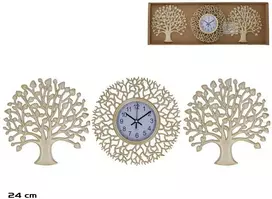 Laikrodžio rinkinys, 2 medžiai 24 cm, baltas, 24 x 24 x 3 cm, DECORLIFE