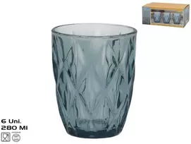Stikliniai puodeliai (6 vnt.) 280 ml, mėlyni, 10 x 8 x 8 cm, KITCHEN&GO