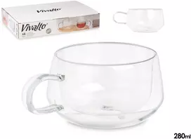 Kinvara Vivalto Termo stiklinių rinkinys kavai arba arbatai, dvigubos sienelės, 6 puodeliai, 280 ml