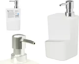 Baltas kempinės laikiklis su muilo dozatoriumi 650 ml, 20.5×9.5×9.5 cm, 12359, Kinvara