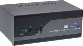 Przełącznik InLine® Desktop KVM Switch, 2-port, Dual Monitorius, Displayport 1.2 + HDMI 2.0, 4K, USB 3.0, Audio